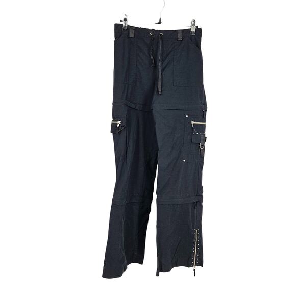Limited Too Cargo Pants Black Chains Club Studded Goth Straight Ankle Zip Size S - Picture 1 of 7
